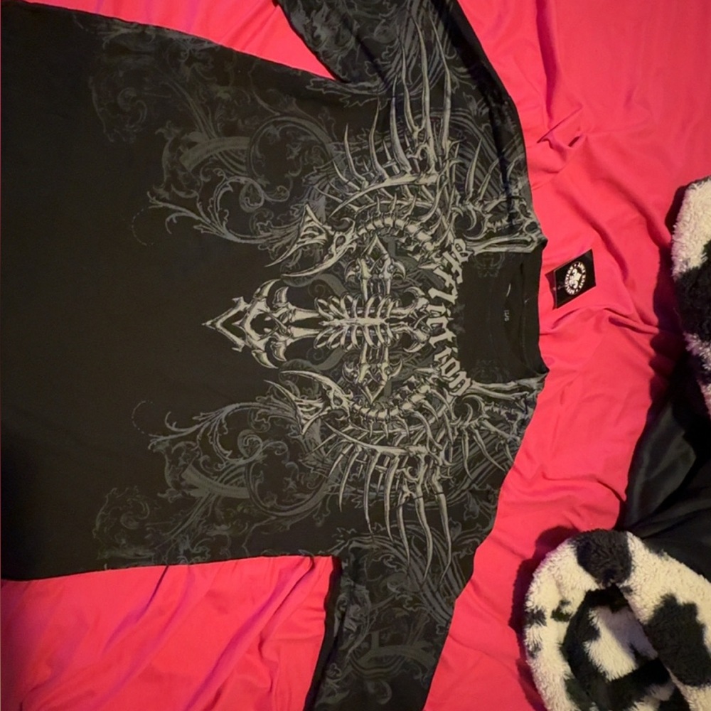 Affliction Black and Gray Long Sleeve Tee